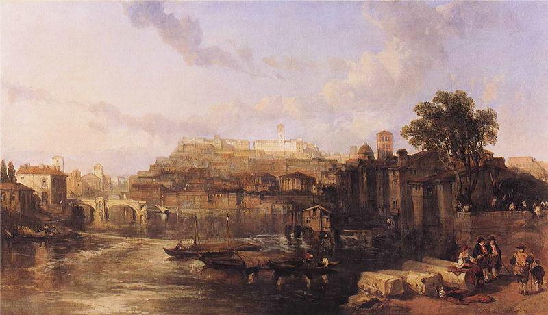 David Roberts View on the Tiber Looking Towards Mounts Palatine and Aventine oil painting picture